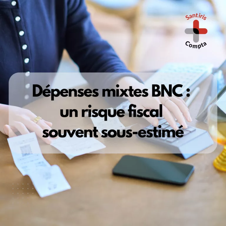Professionnel de santé libéral calculant ses charges : illustration des dépenses mixtes BNC (usage professionnel et personnel), un risque fiscal souvent sous-estimé lors de la déclaration 2035.
